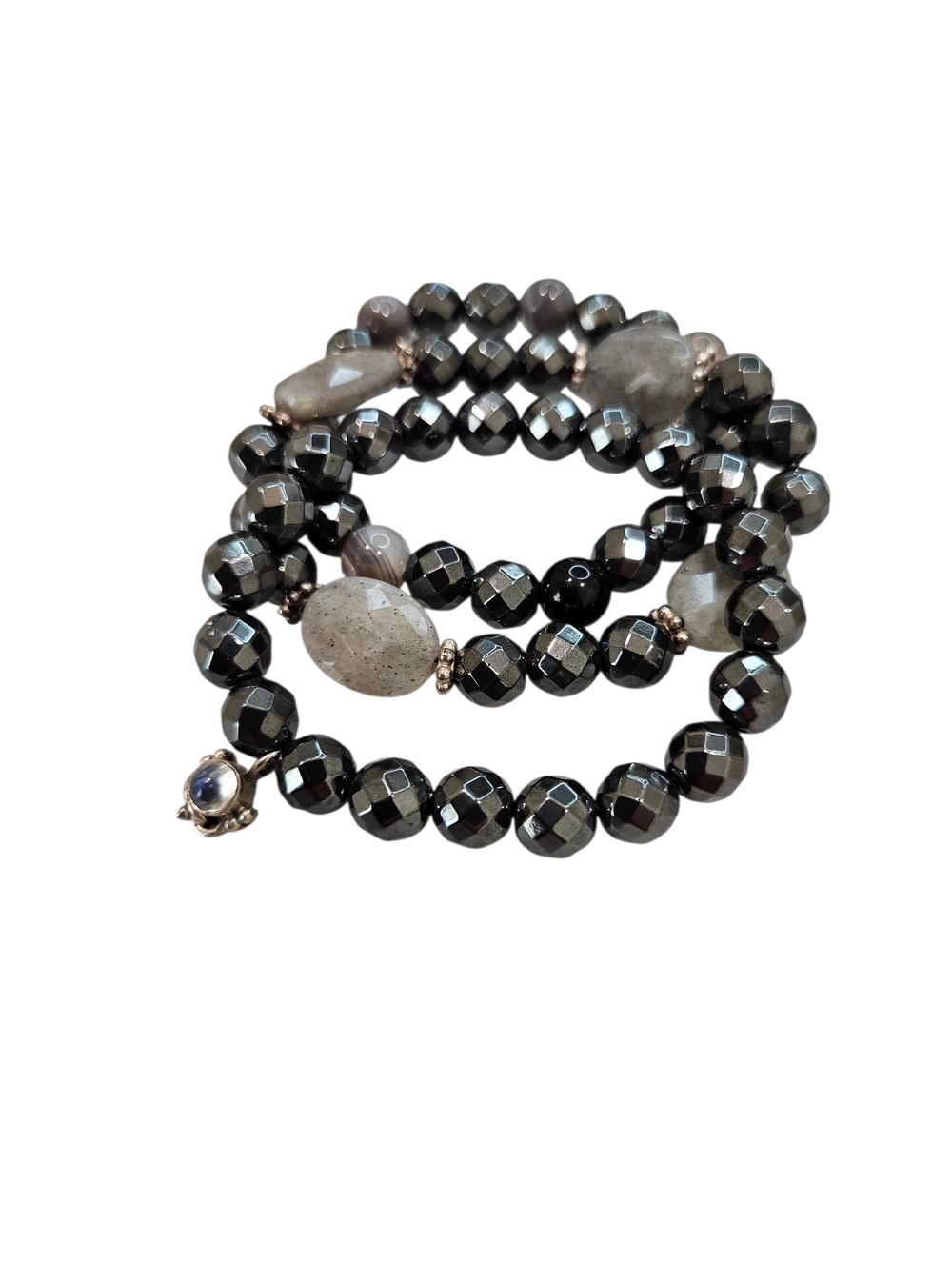 The "Mystic Shield" Stack Labradorite & Hematite 3pc Set with Sterling Silver"